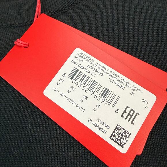 HUGO by Hugo Boss Men's San Cassius Logo Sweater Black Size M NWT Urban Luxury - Picture 9 of 15